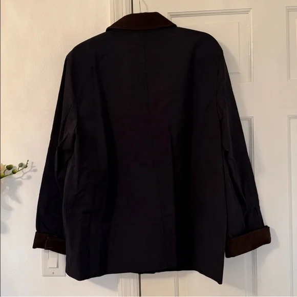 NWT Veronica Beard Arlen Corduroy Trim Barn Coat Navy Brown - Picture 7 of 12